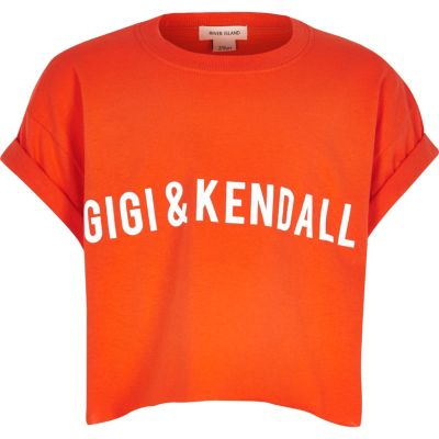 Girls orange slogan t-shirt